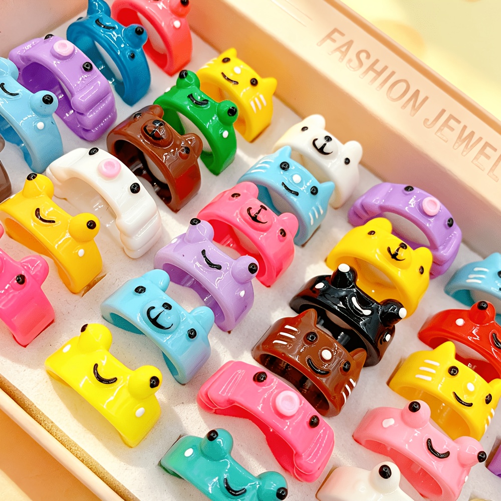 12pc Women's Cute Cartoon Small Animal Ring Set, Fun Gift